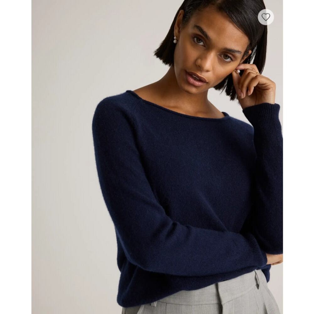 Mongolian Cashmere Boatneck Sweater True Navy Size M NWT - Picture 2 of 6